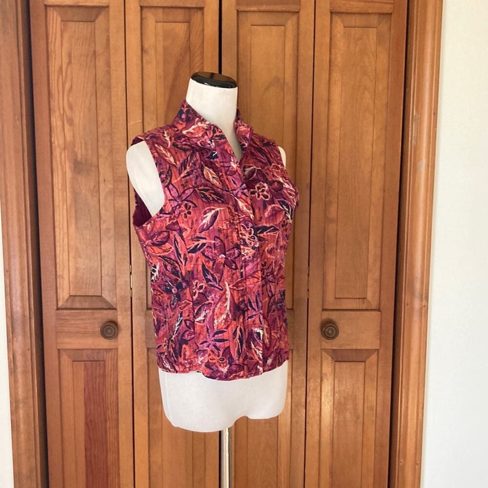 Christopher & Banks Floral Quilted Zippered Vest, Size S